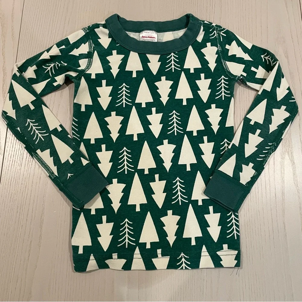 Hanna Andersson Holiday HannaJams Long John Pajama Set (Winter Green) Size 110 5